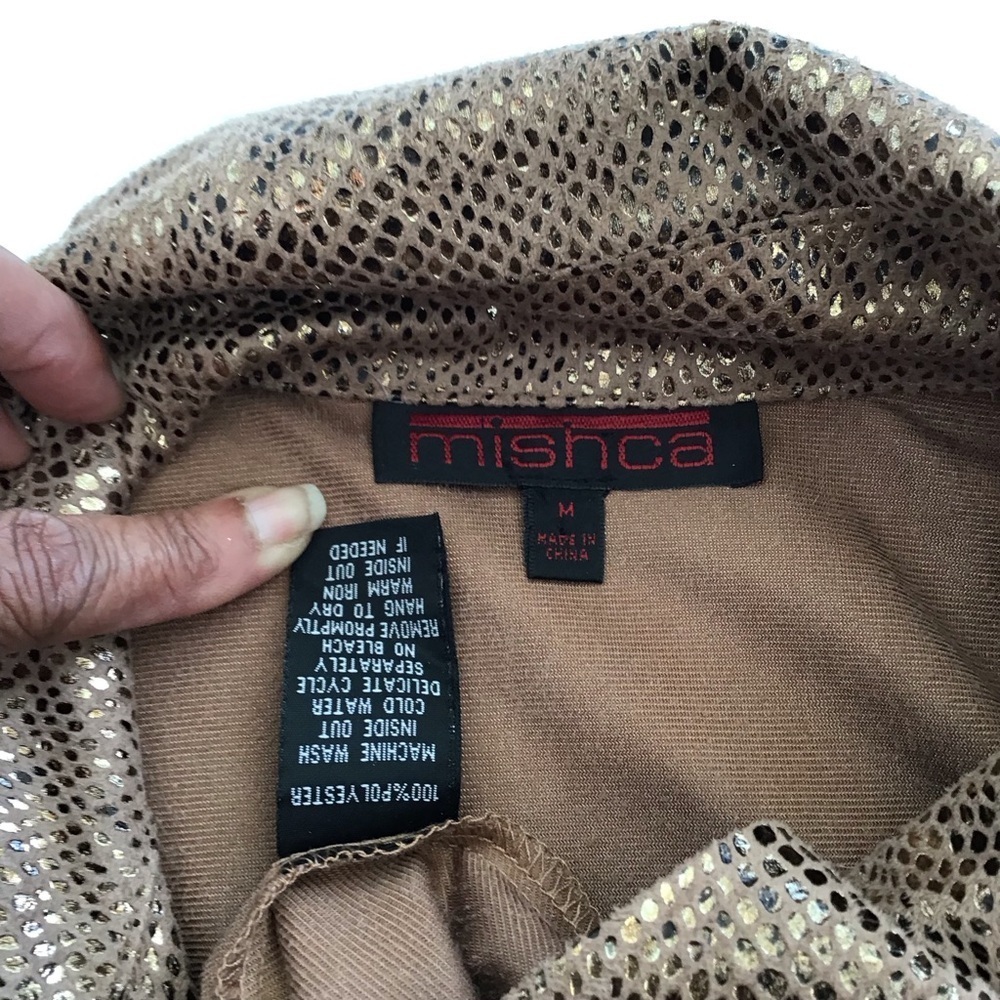 Mishca Elegant Shimmering Rose Gold Women's Tie Front Party Blazer Size M - Picture 8 of 8